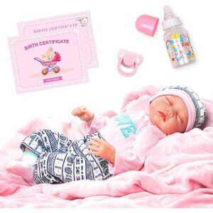 22-Inch Realistic Soft Silicone Newborn Girl Doll with Movable Arms and Legs